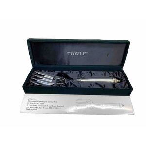 Towle Silverplate Copenhagen Large Serving Fork Server in GreenVelvet Box 10 1/4